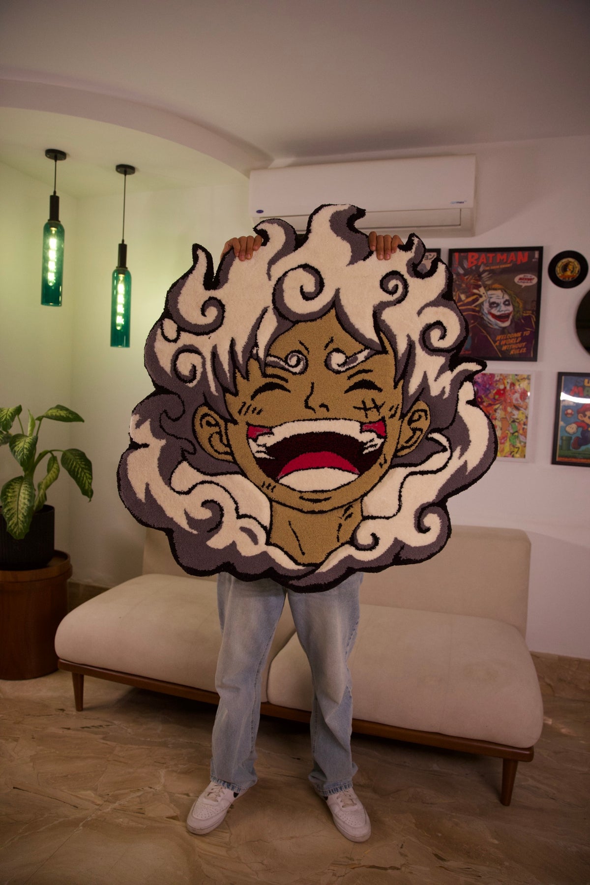 Luffy Gear 5 (One Piece) Rug – Hand-tufted, 110 × 90 cm