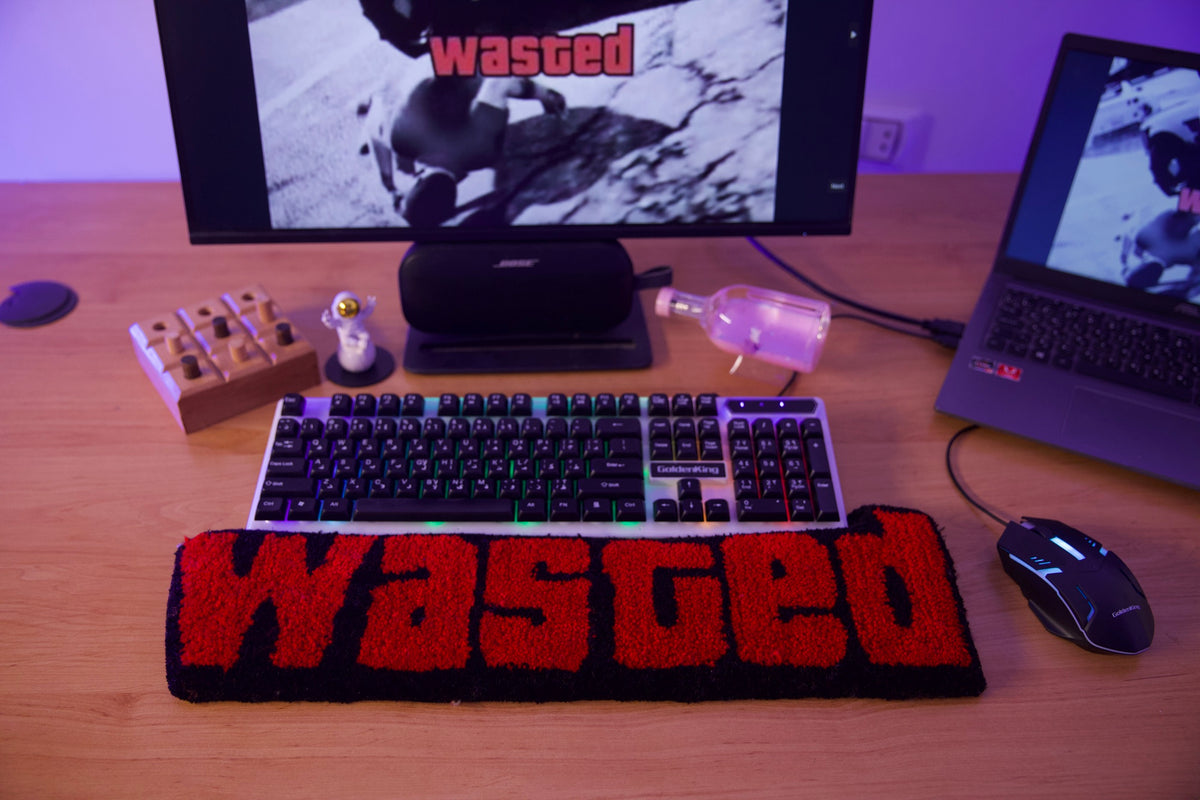 Wasted (GTA) Desk Rug – Hand-tufted, 55 × 17 cm